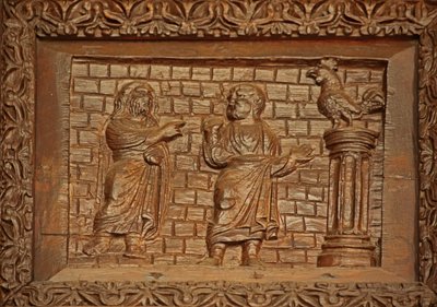 Panel from 5th Century Door: St Peter and the Crowing Cock by Unknown
